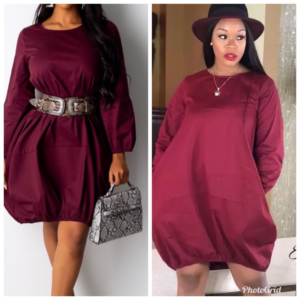 Cocoon oversized burgundy dress
